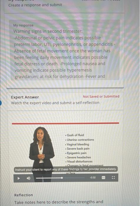 Complications Of Pregnancy Video Scenario Watch The Video And Read The Challenge Question It What Warning Signs Should T 2