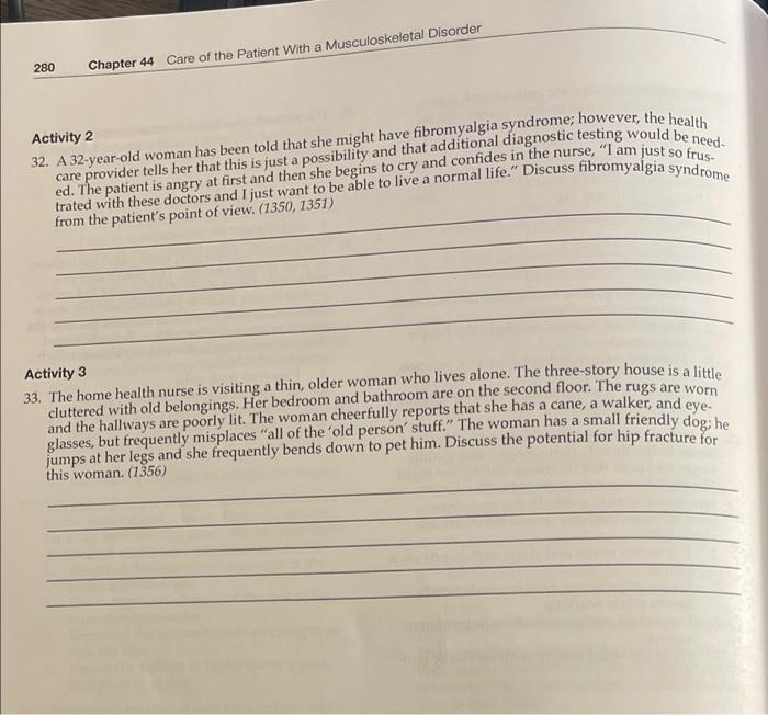 280 Chapter 44 Care Of The Patient With A Musculoskeletal Disorder Activity 2 32 A 32 Year Old Woman Has Been Told That 1