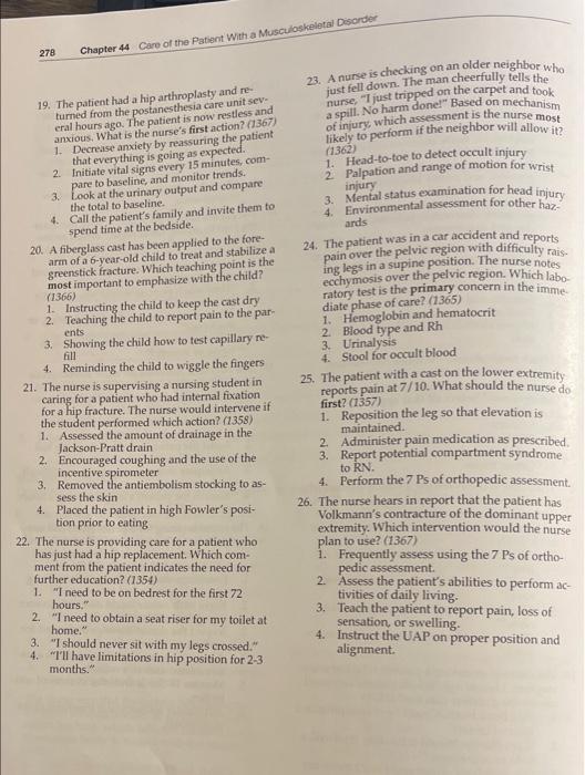 278 Chapter 44 Care Of The Patient With A Musculoskeletal Disorder 1362 And S 23 A Nurse Is Checking On An Older Neig 1
