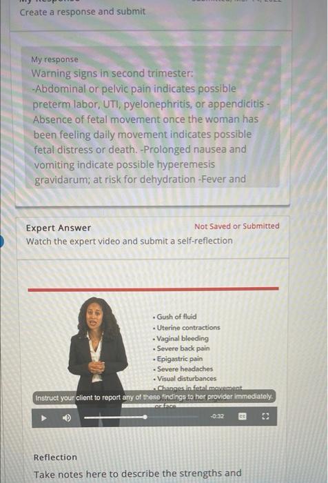 Create A Response And Submit My Response Warning Signs In Second Trimester Abdominal Or Pelvic Pain Indicates Possible 1
