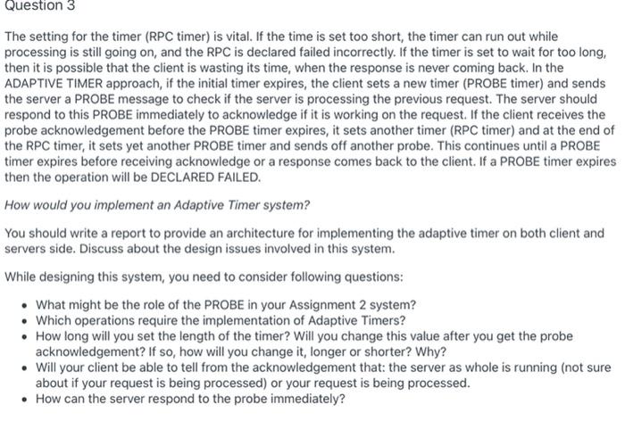 Question 3 The Setting For The Timer Rpc Timer Is Vital If The Time Is Set Too Short The Timer Can Run Out While Pro 1