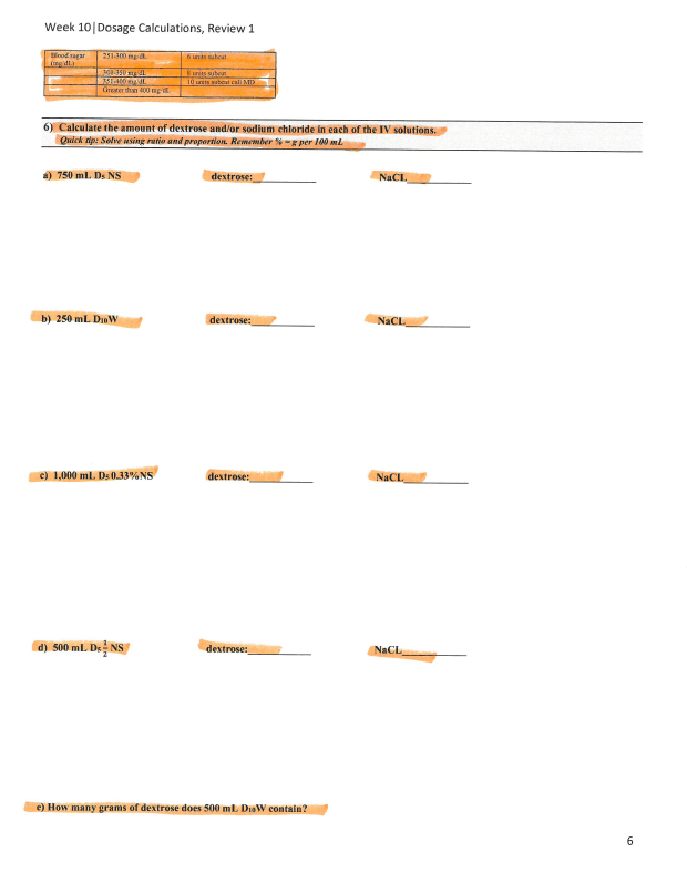 Week 10 Dosage Calculations Review 1 Brod 251 300 Mpa 6 Units Seat 35 Greater Than 100 M Units In 10 Is About Calm 6 C 1
