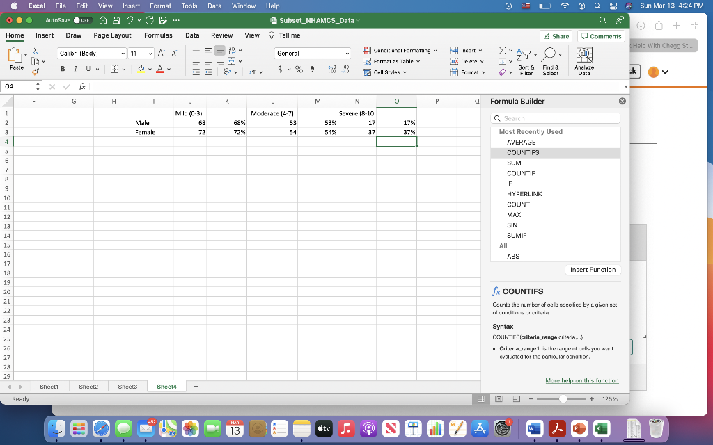 Excel File Edit View Insert Format Tools Data Window Help Sun Mar 13 4 24 Pm Autosave Off Subset Nhamcs Data Q A6 Co 1