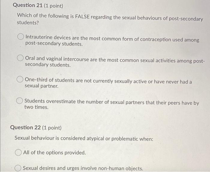 Question 14 1 Point Which Of The Following Contraceptive Methods Will Not Decrease The Risk Of Transmission While Two 5