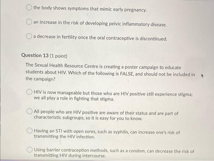 Question 9 1 Point Saved All Of The Following Are Ways To Prevent A Sti Except Use Condoms During Any Form Of Inte 3
