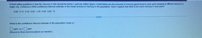 A Food Safety Guideline Is That The Mercury In Tish Should Be Below 1 Part Per Mon Posted Below The Amount Of Mercury Co 1