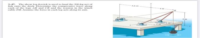 7 The Whout Los Derrick In Eed To Haul The 200 Knot Of Fish Onto The Dock Determine The Companive Force Along Cach Of 1