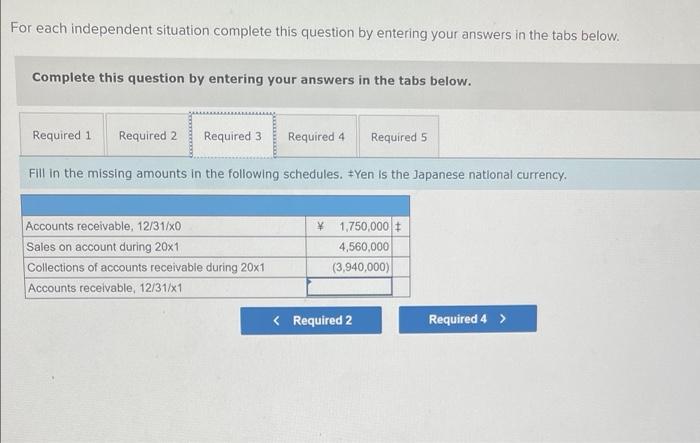 For Each Independent Situation Complete This Question By Entering Your Answers In The Tabs Below Complete This Question 3