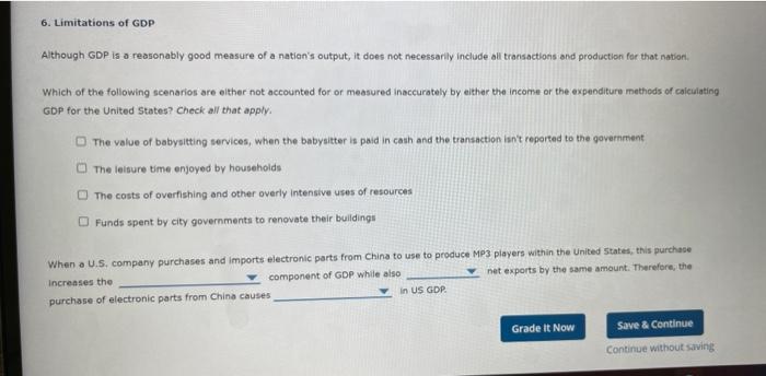 6 Limitations Of Gdp Although Gdp Is A Reasonably Good Measure Of A Nation S Output It Does Not Necessarily Include Al 1