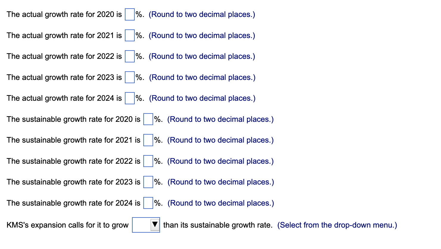 Given The Information In The Table On Kms Did Kms S Expansion Plan Call For It To Grow Slower Or Faster Than Its Sustain 3
