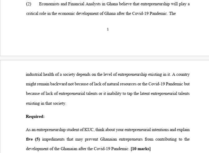 2 Economists And Financial Analysts In Ghana Believe That Entrepreneurship Will Play A Critical Role In The Economic D 1