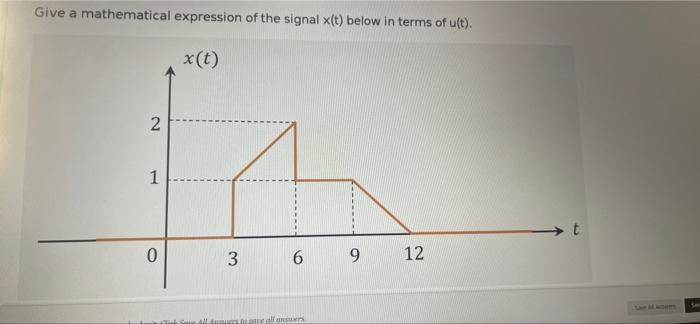 Give A Mathematical Expression Of The Signal X T Below In Terms Of U T X T N 1 0 3 6 9 12 Age X T U T 3 T9 1