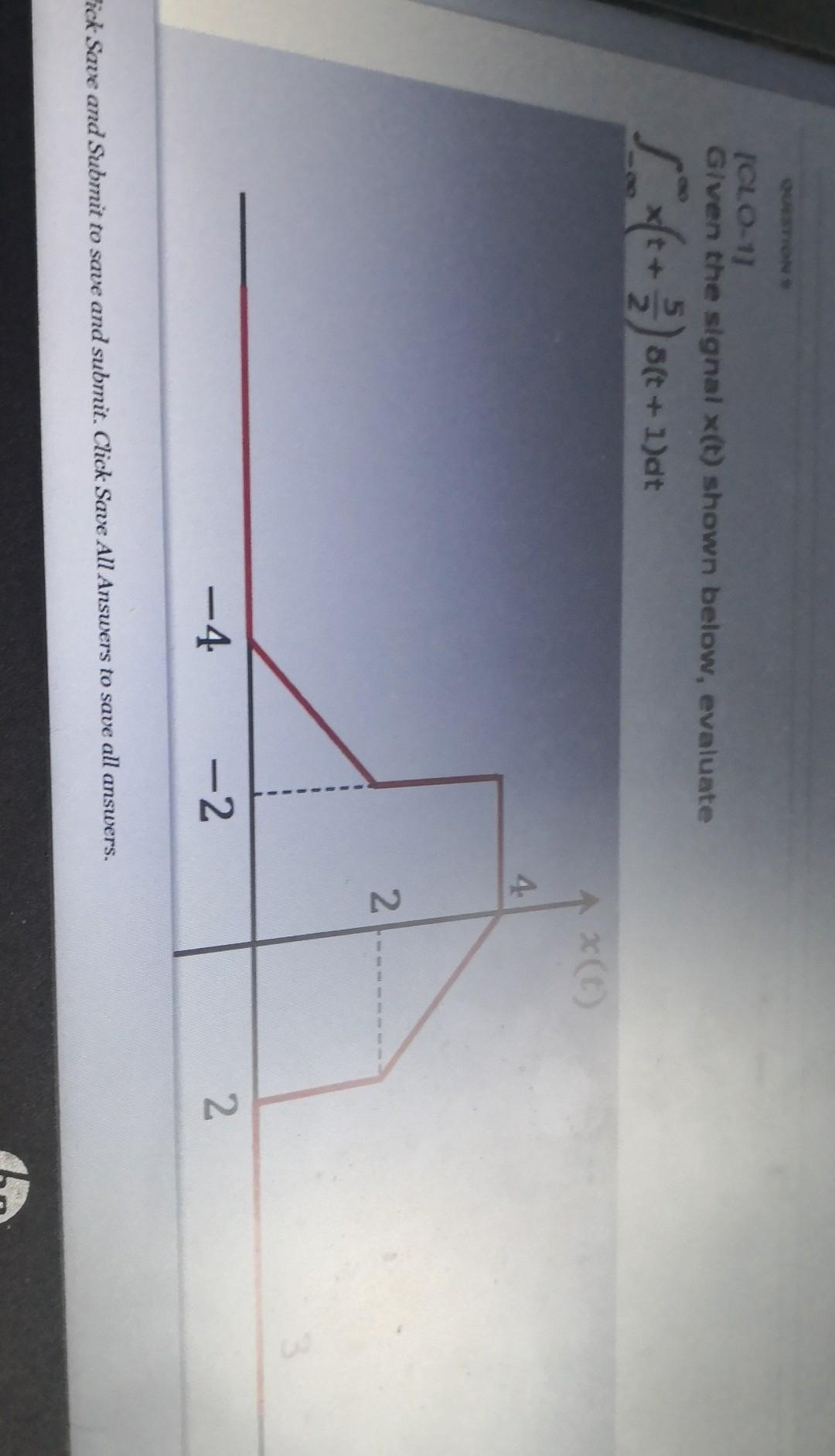 Co Given The Signal X Shown Below Evaluate 543 Oc 1 At 8t Dt 4 2 4 2 2 Ick Save And Submit To Save And Submit 1