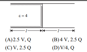 A Parallel Plate Air Capacitor Carries Charge Q At Its Maximum Withstand Voltage V If The Capacitor Is Half Filled With 2