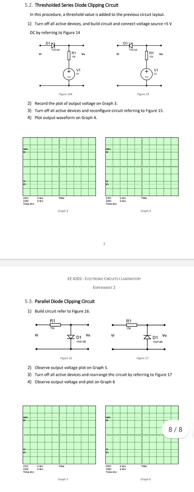 Ee 4202 Electronic Circuits I Laboratory Experiment 2 Diode Clipping Circuits 1 Pre Lab Work 1 Using Protues Design 5