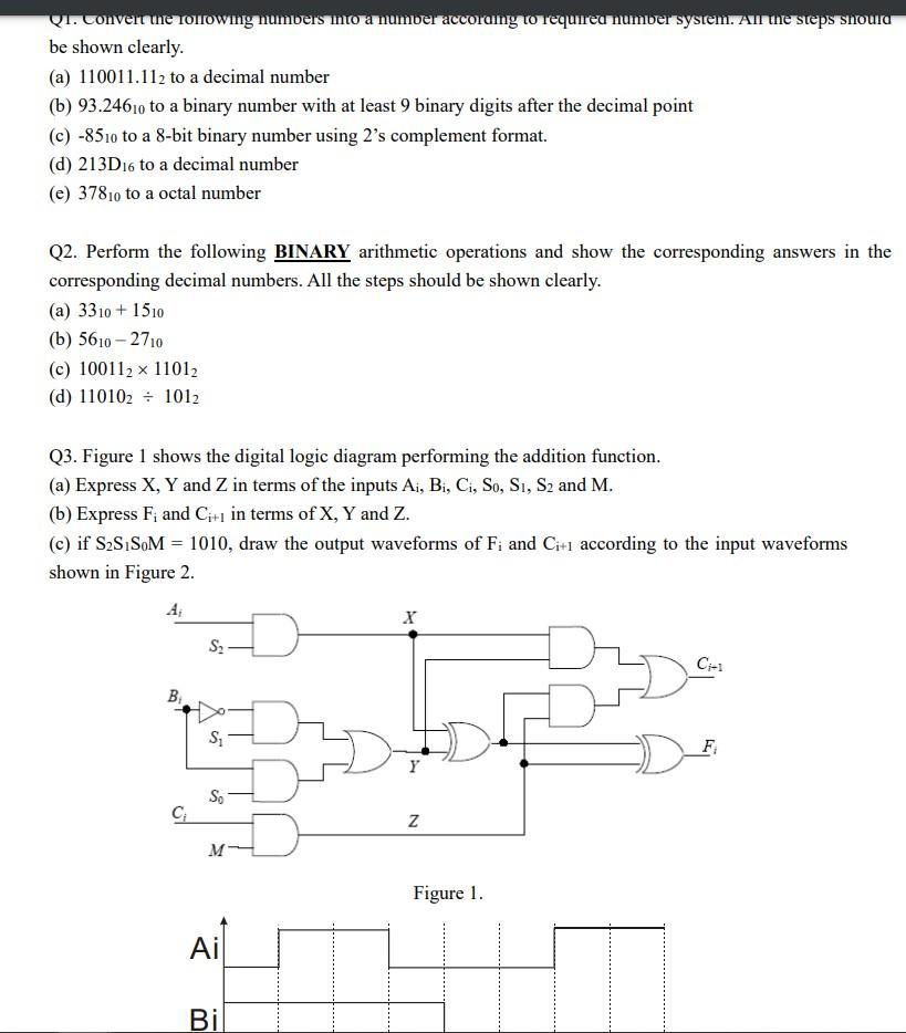 Q1 Convert The Monowing Numbers To A Number According To Requirea Number System Anne Steps Should Be Shown Clearly A 1