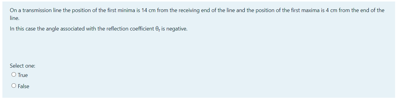 On A Transmission Line The Position Of The First Minima Is 14 Cm From The Receiving End Of The Line And The Position Of 1
