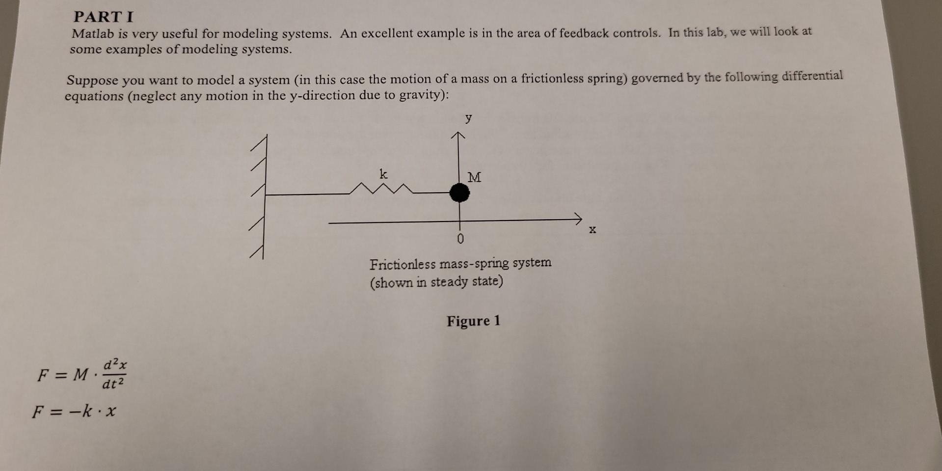 Part I Matlab Is Very Useful For Modeling Systems An Excellent Example Is In The Area Of Feedback Controls In This Lab 1