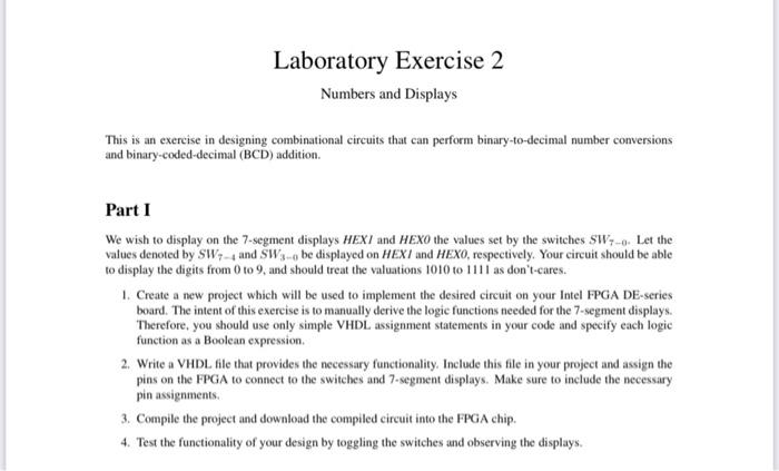 Laboratory Exercise 2 Numbers And Displays This Is An Exercise In Designing Combinational Circuits That Can Perform Bina 1