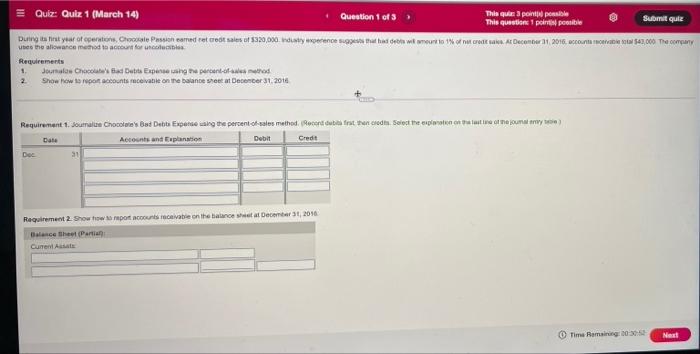 Quiz Quiz 1 March 14 Question 1 Of 3 This Quis 3 Point Possible This Question 1 Points Posible Submit Que During This 1