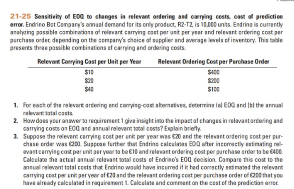 21 25 Sensitivity Of E0q To Changes In Relevant Ordering And Carrying Costs Cost Of Prediction Error Endrino Bot Compa 1