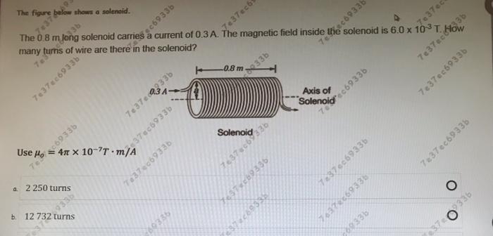 The Figure Below Shows A Solenoid 37 C6933b 737 737ecb The 0 8 M Long Solenoid Carries A Current Of 0 3 A The Magnetic 1