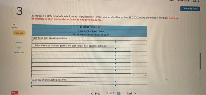 55ment Chapter 16 Due 0323202201159 Sved Help Save Exit Submit Check My Work 3 Instant Brake Inc S Comparative Balanc 3