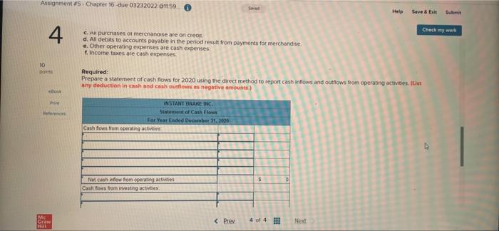 Chapter Due 03232022 011 59 Swed Help Save En Sum Check My Work 4 Instant Brake Inc S Comparative Balance Sheet Infor 3
