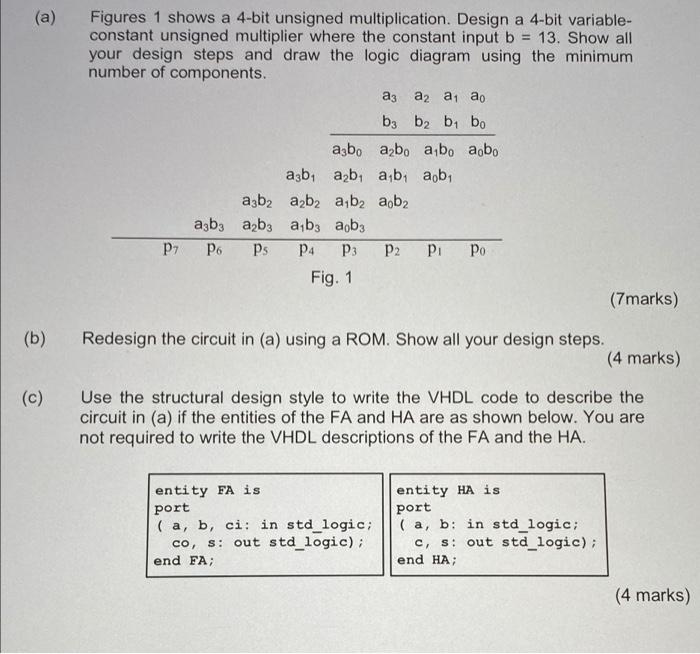 A Figures 1 Shows A 4 Bit Unsigned Multiplication Design A 4 Bit Variable Constant Unsigned Multiplier Where The Con 1