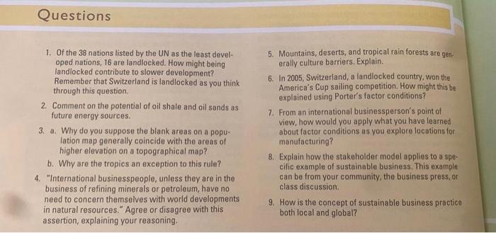Questions 1 Of The 38 Nations Listed By The Un As The Least Devel Oped Nations 16 Are Landlocked How Might Being Lan 1