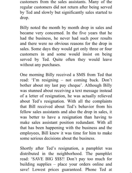 This Assignment Is Based On The Billy S Building Supplies Inc Case Study And Is Designed To Assess Your Level Of Achiev 7