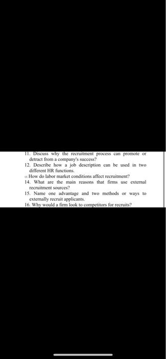 Ii Discuss Why The Recruitment Process Can Promote Or Detract From A Company S Success 12 Describe How A Job Descript 1