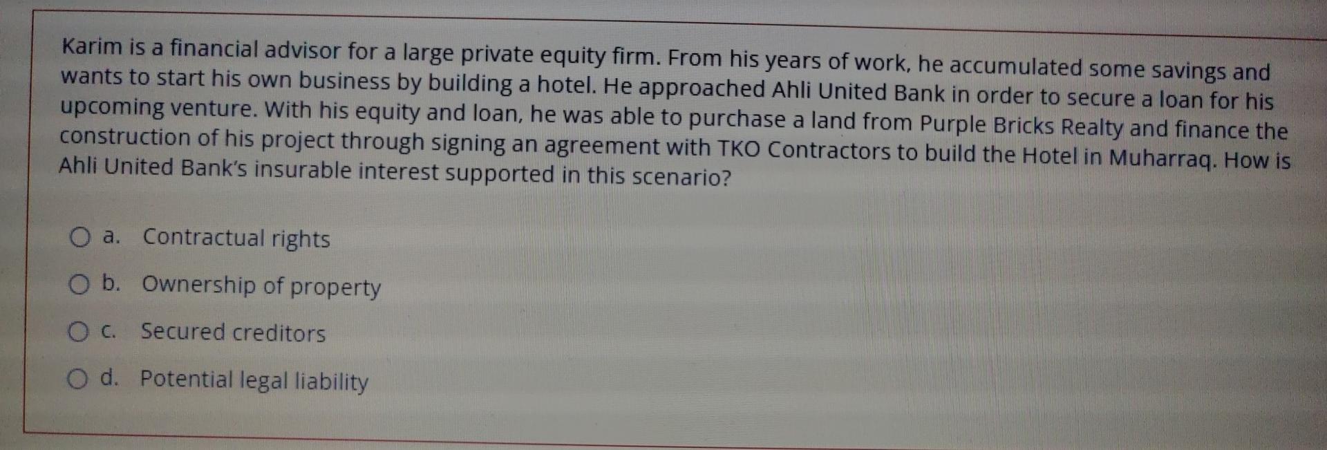 Karim Is A Financial Advisor For A Large Private Equity Firm From His Years Of Work He Accumulated Some Savings And Wa 1