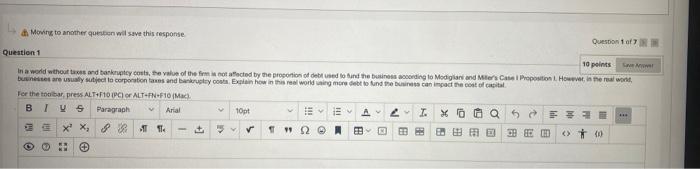 Moving To Another Question Will Save This Response Question Of Question 1 10 Points In A World Wthout Ass And Bankruptcy 1