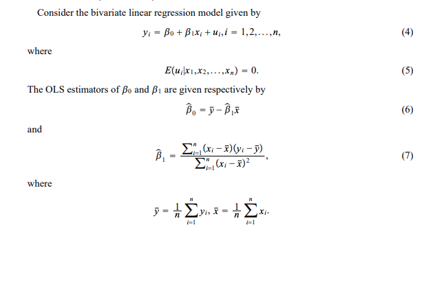 4 5 Consider The Bivariate Linear Regression Model Given By Yi Bo B1x U I 1 2 N Where E X1 X2 Xn 1