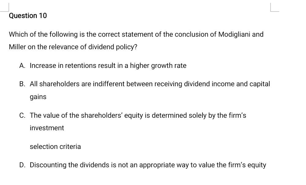 Question 9 The Shares Of Amc Plc Are Currently Quoted At 200p Per Share And The Company Has Been Paying A Dividend Of 30 2