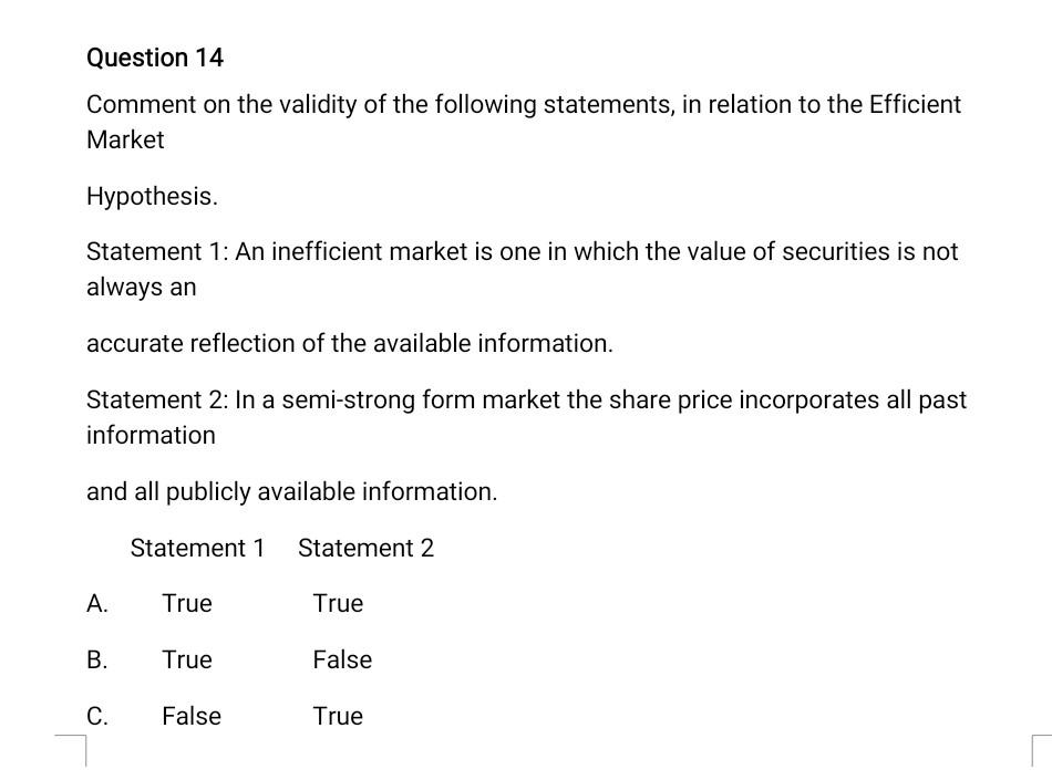 Question 11 Suppose You Do Not Own A Share How Would You Use Options To Insure Against A Fall In The Value Of A Share 2