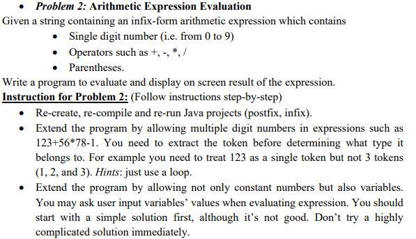 Problem 2 Arithmetic Expression Evaluation Given A String Containing An Infix Form Arithmetic Expression Which Contai 1