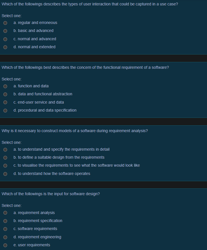 Which Of The Followings Describes The Types Of User Interaction That Could Be Captured In A Use Case Select One O A Re 1
