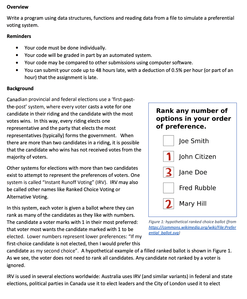 Solve Using Python Background Canadian Provincial And Federal Elections Use A First Past The Post System Where Every 1