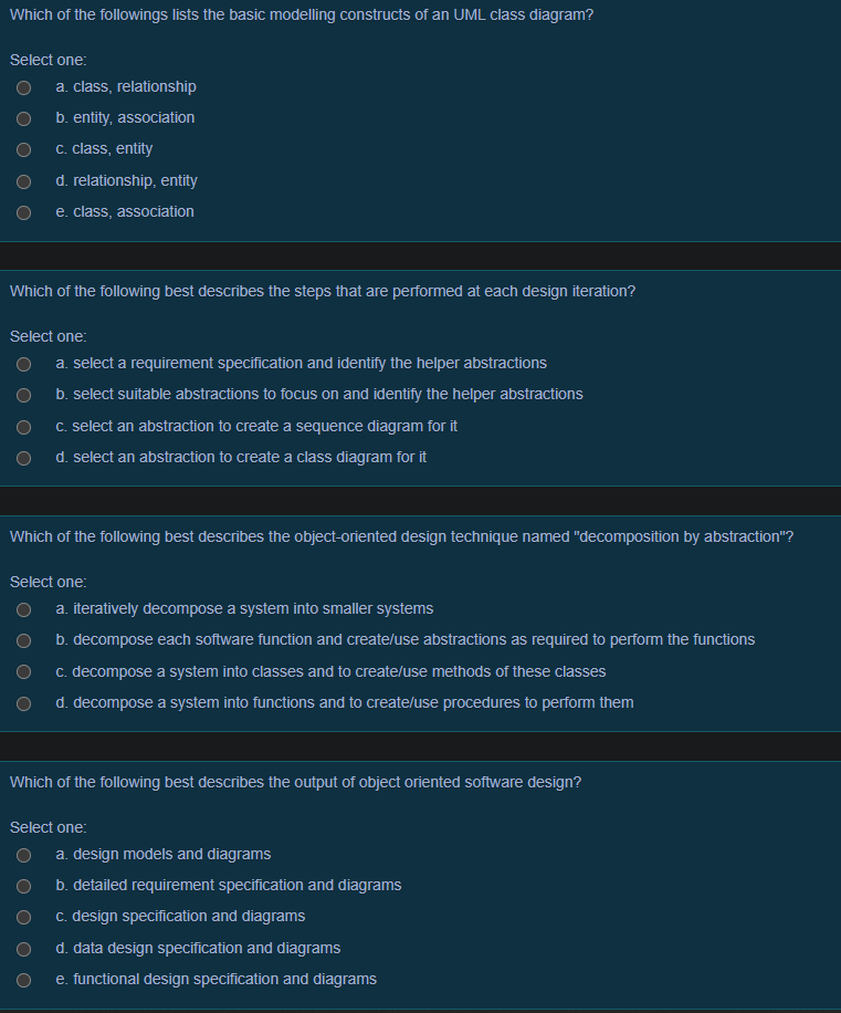 What Is The Primary Purpose Of A Class Diagram Select One A To Present A Diagram Of The Software Class B To Describe 2