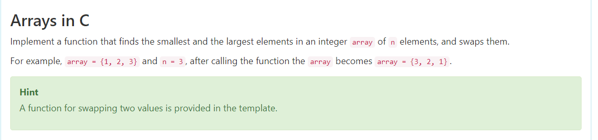 Arrays In C Implement A Function That Finds The Smallest And The Largest Elements In An Integer Array Of N Elements And 1