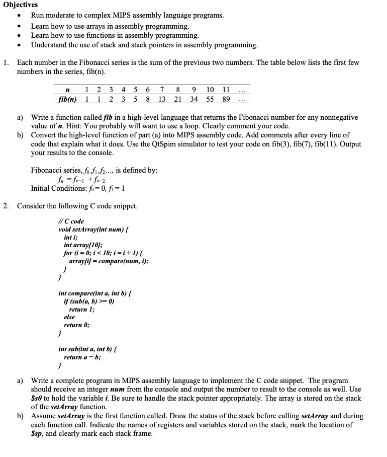 Objectives Run Moderate To Complex Mips Assembly Language Programs Learn How To Use Arrays In Assembly Programming L 1