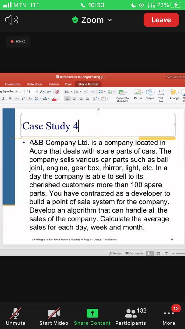 Il Mtn Lte 10 53 09 73 Zoom Leave Rec Introduction To Programming 1 Q Seich In Animations Slide Show Review View 1