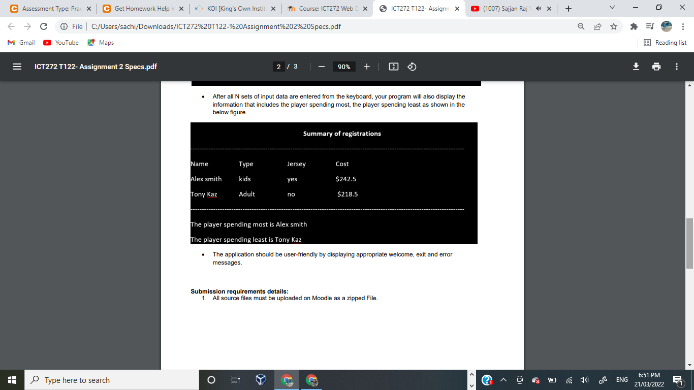 C Assessment Type Pra X C Get Homework Helpx Koi King S Own Instit X In Course Ict272 Web D Ict272 T122 Assignm X 1
