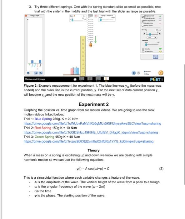 Part 1 Of The Lab Uses The Following Simulation Https Phet Colorado Edu En Simulation Masses And Springs Begin The La 2