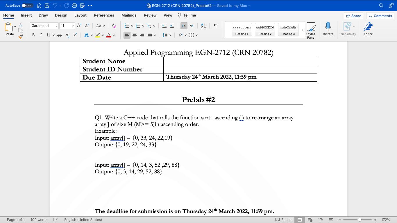Autosave Off Bro Egn 2712 Crn 20782 Prelab 2 Saved To My Mac Home Insert Draw Design Layout References Mailings R 1