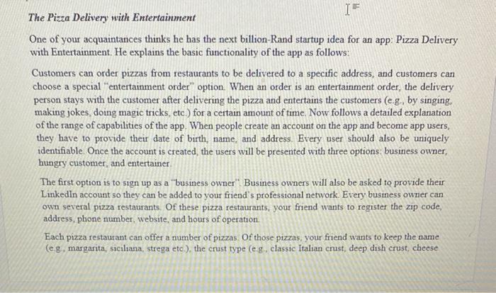 If The Pizza Delivery With Entertainment One Of Your Acquaintances Thinks He Has The Next Billion Rand Startup Idea For 1