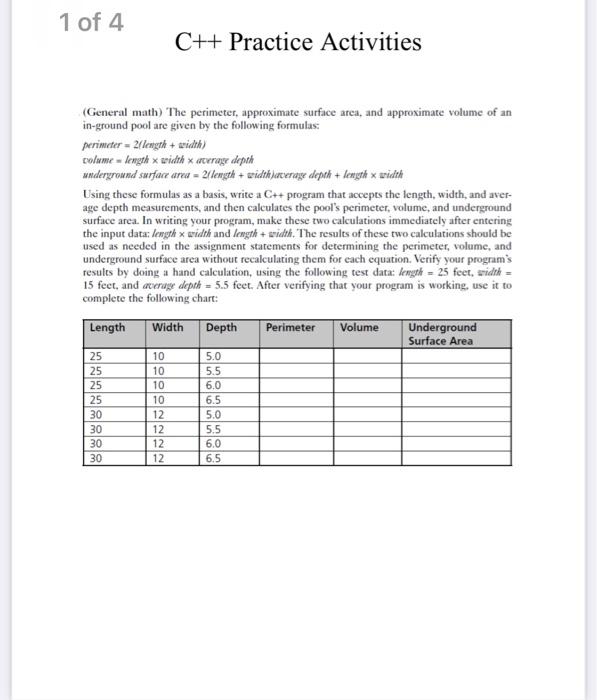 1 Of 4 C Practice Activities General Math The Perimeter Approximate Surface Area And Approximate Volume Of An In G 1