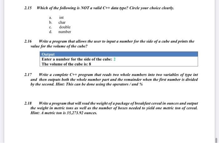 Data Types Variables And Operators 2 1 What Is The Meaning Of The Following In The Context Of Computer Science A Vari 5